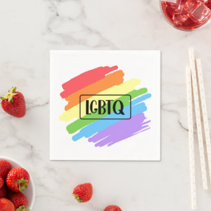 Guardanapo De Papel LGBTQ Brushstrokes Arco-Íris