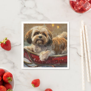 Guardanapo De Papel Lhasa Apso Cachorro Festivo