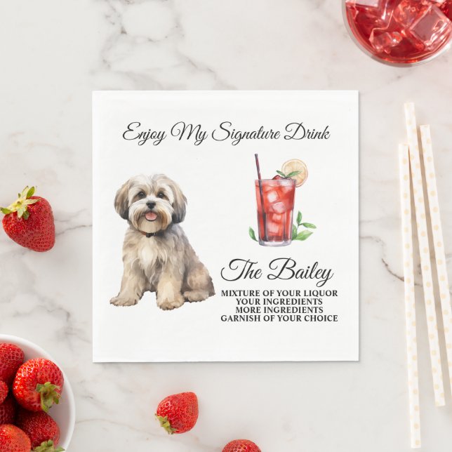 Guardanapo De Papel Lhasa Apso Wedding Signature Beber Napkins (Insitu)