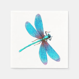 Guardanapo De Papel Libélula azul brilhante bonita de turquesa
