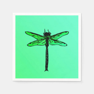Guardanapo De Papel Libélula japonesa do vintage, verde esmeralda