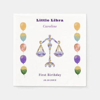 Guardanapo De Papel Libra Zodiac 1st Birthday Balloons & Artistic