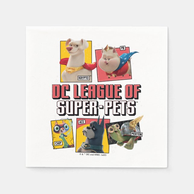 Guardanapo De Papel Liga DC de Painéis de Caracteres Super Pets (Frente)