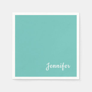 Guardanapo De Papel Ligeiro Teal Trendy Modern Minimalista Chic Name
