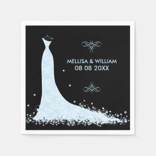Guardanapo De Papel Light-blue Wedding Dress & Black Background