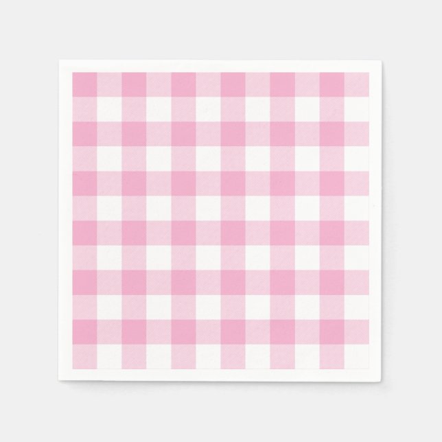 Guardanapo De Papel Light Pink and White Buffalo Plaid Gingham (Frente)