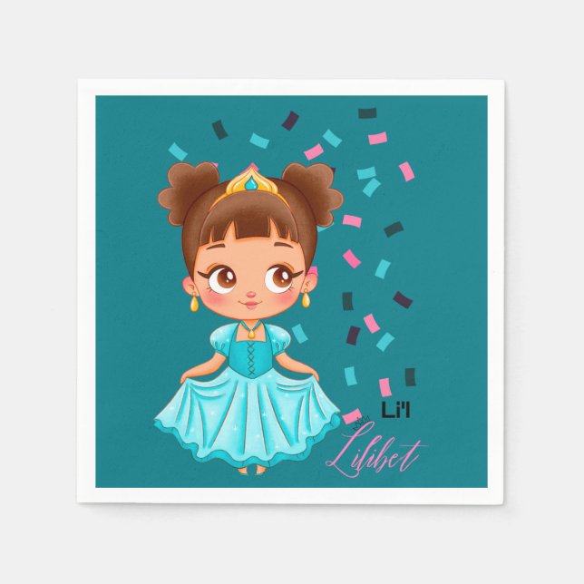 Guardanapo De Papel Li'L Princess LILIBET Turquoise Bonito Girly Gift (Frente)
