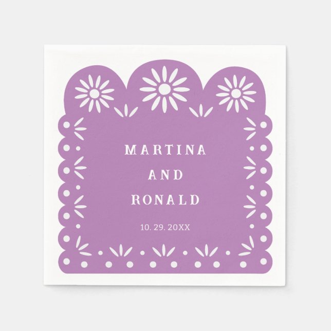 GUARDANAPO DE PAPEL LILA MEXICAN PAPEL PICADO (Frente)