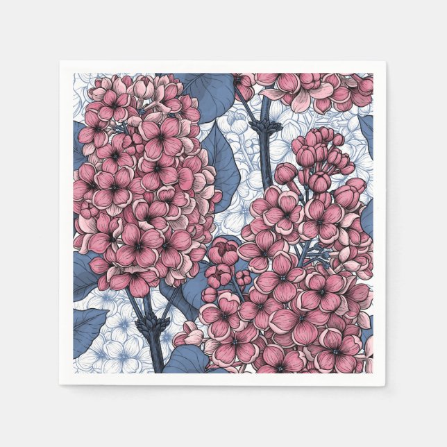 Guardanapo De Papel Lilac em rosa e azul (Frente)