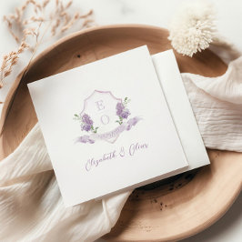 Guardanapo De Papel Lilac Floral Monograma Crest Casamento