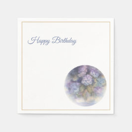 Guardanapo De Papel Lilac Hydrangea Happy Birthday Cocktail Napkins