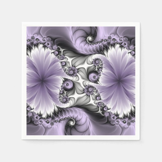 Guardanapo De Papel Lilac Illusion Abstrato Floral Fractal Art Fantasy (Frente)