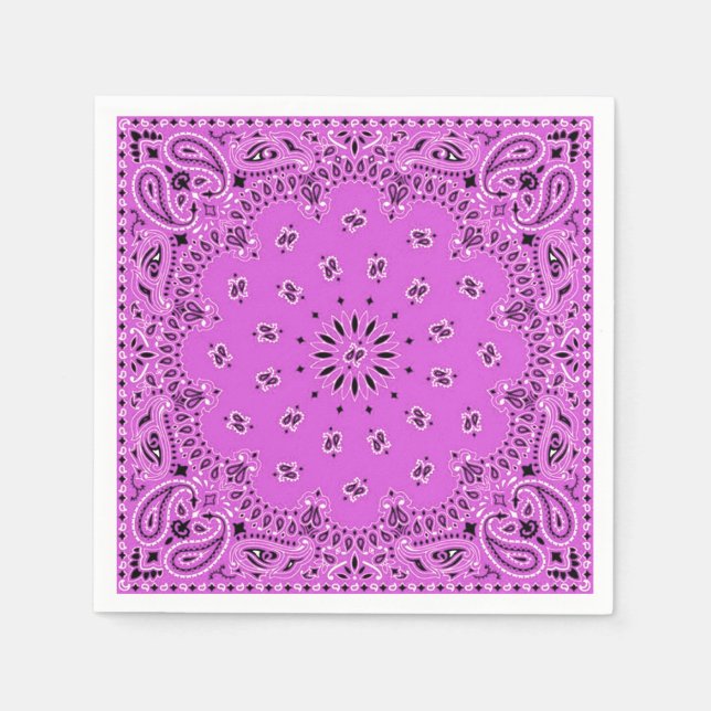 Guardanapo De Papel Lilac Orquídea Rosa Paisley Bandana Scarf Picnic C (Frente)