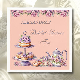 Guardanapo De Papel Lilac Peach Floral Tea Party Bridal Shower