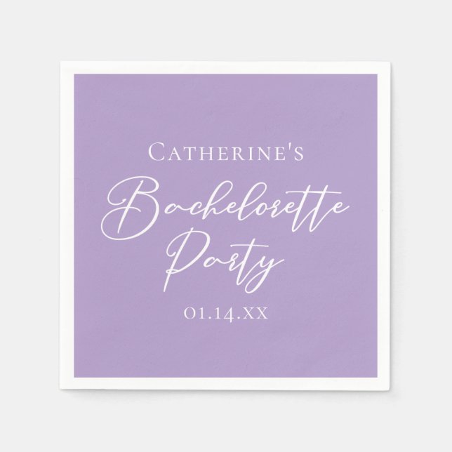 Guardanapo De Papel Lilac Purple Bachelorette Party Personalized (Frente)