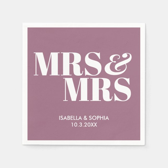 Guardanapo De Papel Lilac Sra. e Sra. Personalizada Casamento Napkins (Frente)