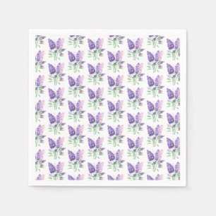 Guardanapo De Papel Lilacs Flores Roxas Padrão Natural De Aquarela