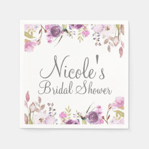 Guardanapo De Papel Lilás Lavanda Roxo Floral Casamento Aquarela
