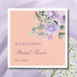 Guardanapo De Papel Lilás Rosa Floral Peônia Chá de Noiva