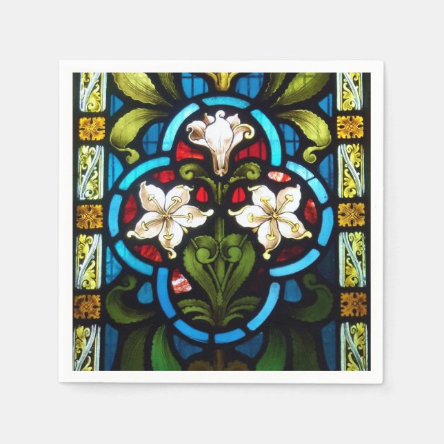 Guardanapo De Papel Lillies Stainha Glass StColumb Minor Cornwall (Frente)