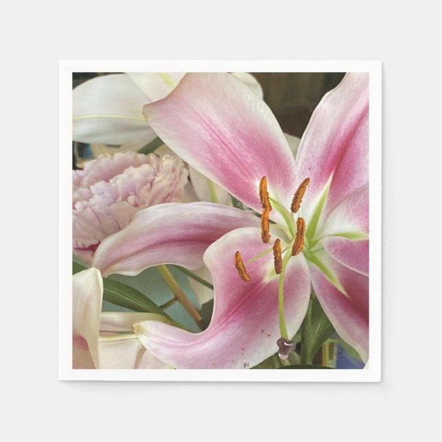 Guardanapo De Papel Lily Rosa e Peony Napkins (Frente)
