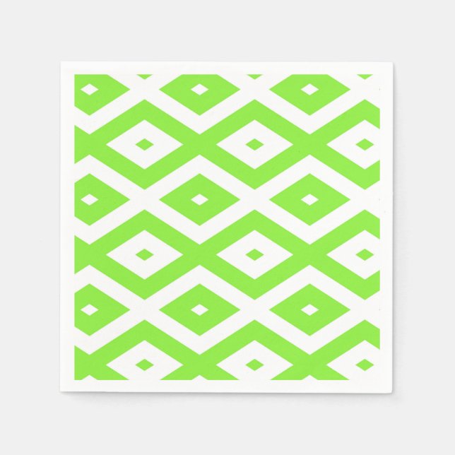 Guardanapo De Papel Lime green and white diamond pattern (Frente)