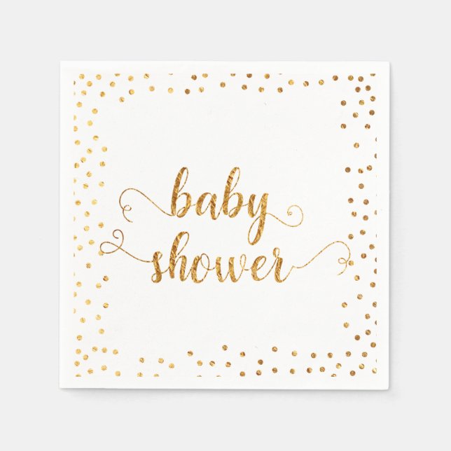 Guardanapo De Papel Limite de chá de fraldas Faux Gold Foil Confetti (Frente)