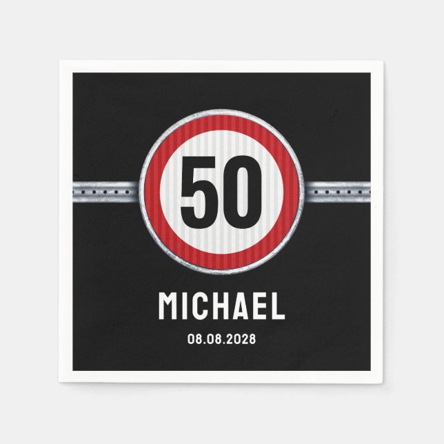 Guardanapo De Papel Limite de Velocidade de 50º Aniversário  (Frente)
