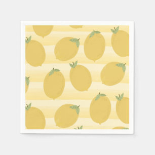 Guardanapo De Papel Limões Amarelos Frutas De Verão Listra Aquarela Fe
