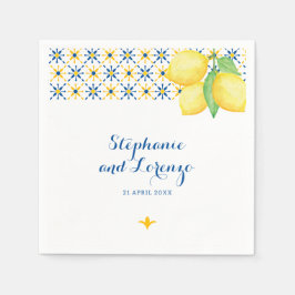 Guardanapo De Papel Limões de Aquarelas do Azulejo do Mediterrâneo