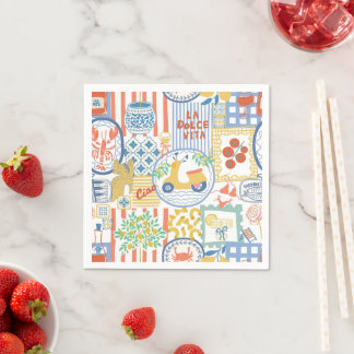 Guardanapo De Papel Limões de Verão Italiano La Dolce Vita Mediterrâne