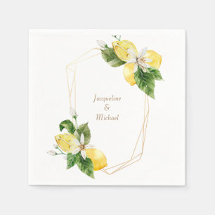 Guardanapo De Papel Limões do Mediterrâneo Dourado Coquetel Napkins
