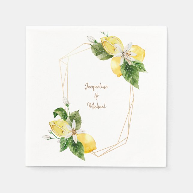 Guardanapo De Papel Limões Dourados Coctail (Frente)