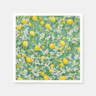 Guardanapo De Papel Limões e Flores Brancas