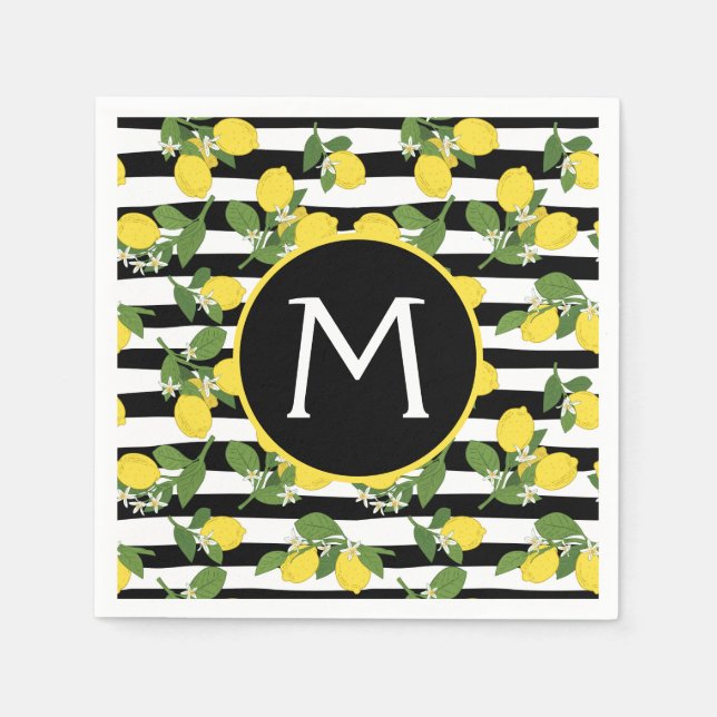 Guardanapo De Papel Limões-limão - Estrias Pretas Amarelas (Frente)