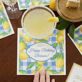 Guardanapo De Papel Limon e Xadrez Azul de Aniversário