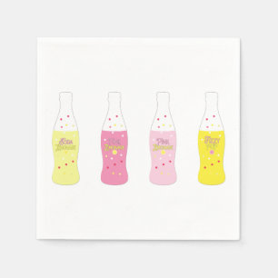 Guardanapo De Papel Limonada Rosa Soda Antiga Listrada de Verão