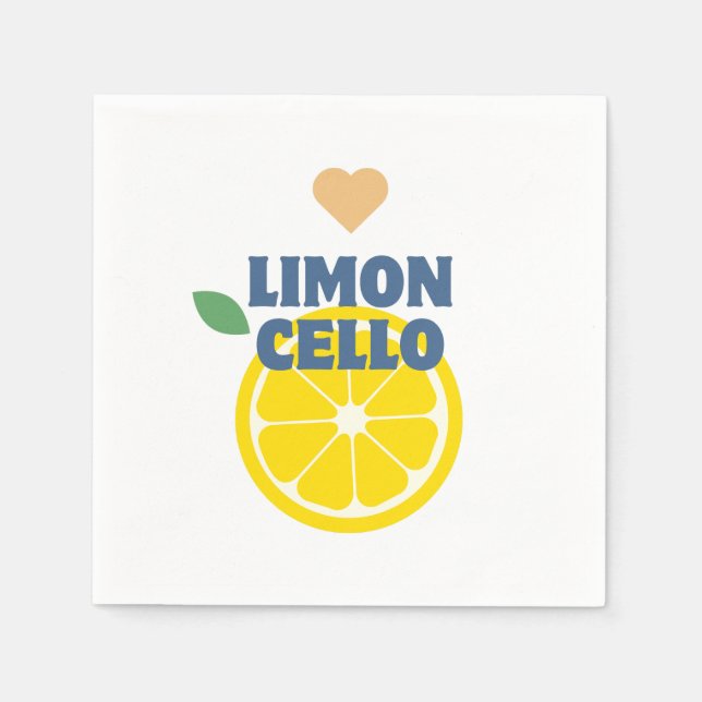 Guardanapo De Papel Limoncello Branco Coração de Limão Moderno (Frente)