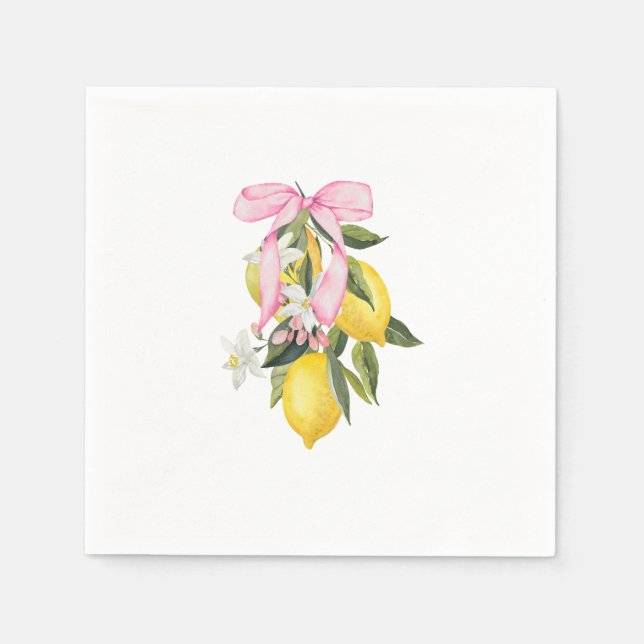 Guardanapo De Papel Limonete com Laço Rosa La Dolce Vita Chá de Bebê (Frente)