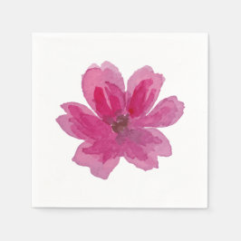 Guardanapo De Papel Linda Aquarela Mão Pintada Flor Rosa Brilhante