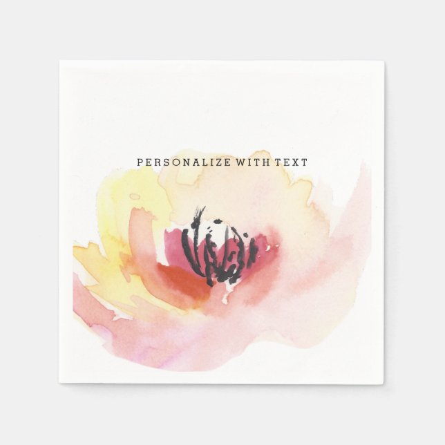 Guardanapo De Papel Linda Aquarela Rosa Floral (Frente)