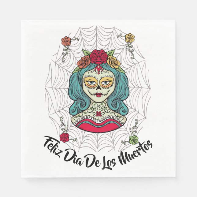 Guardanapo De Papel Linda Catrina Feliz Día de Muertos (Frente)