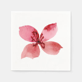 Guardanapo De Papel Linda Orquídea Pintada à Mão em Aquarela Vermelha