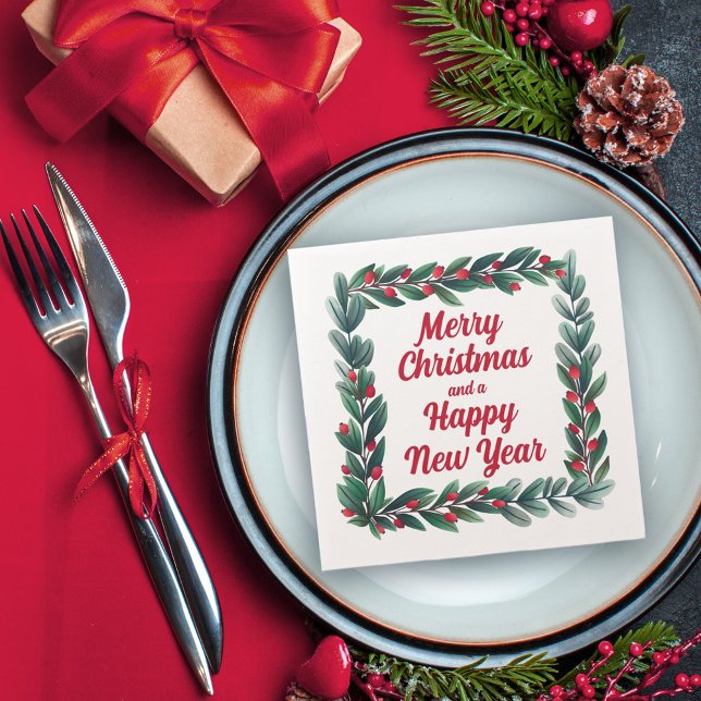 Guardanapo De Papel Linda Praça Wreath Feliz Natal (Criador carregado)