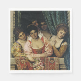 Guardanapo De Papel Lindas damas italianas em uma Balcony