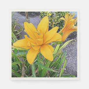 Guardanapo De Papel Lindas Flores Amarelas Douradas de Hemerocallis de