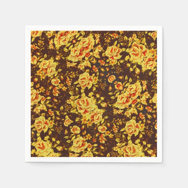 Guardanapo De Papel Lindas flores amarelas vintonizadas (Frente)