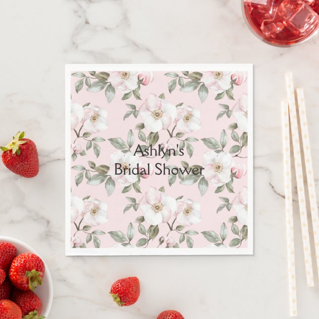 Guardanapo De Papel Lindas Flores Rosa Bege Branco Chuveiro de Noiva (Insitu)