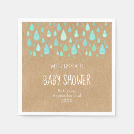 Guardanapo De Papel Lindas gotas de chuva Casais Chá do Bebê/Rustico