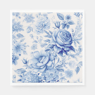 Guardanapo De Papel Lindas Rosas Azuis e Brancas e Flores Selvagens